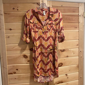 Women's Canyon River Blues Long Sleeve Dress S Peach Burgundy western